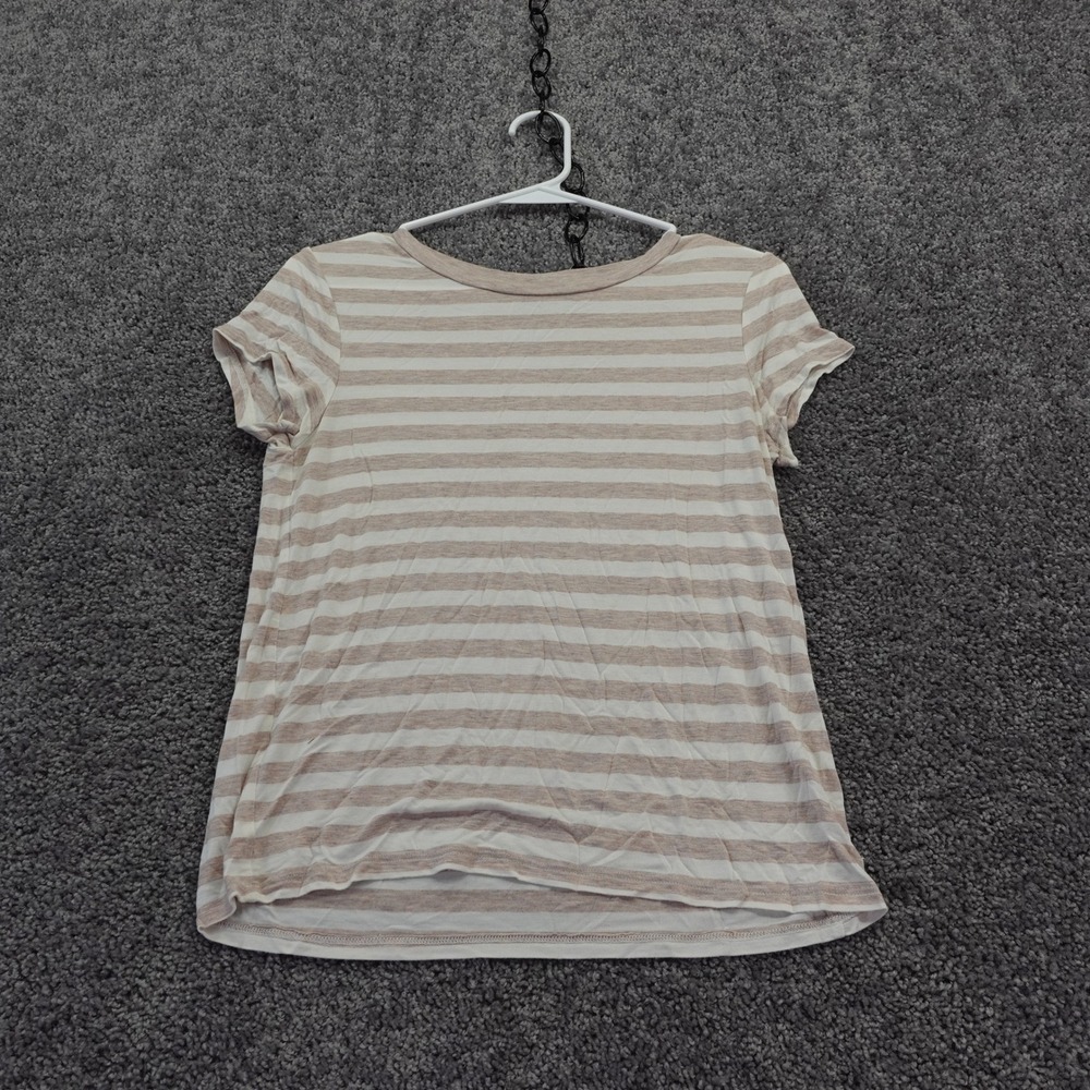 American Eagle Soft & Sexy T Shirt Womens Small Tan Striped Short Sleeve Crew